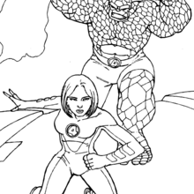 Invisible woman and The Thing - Coloring - SUPER HEROES Coloring Pages - FANTASTIC FOUR coloring pages - INVISIBLE coloring pages