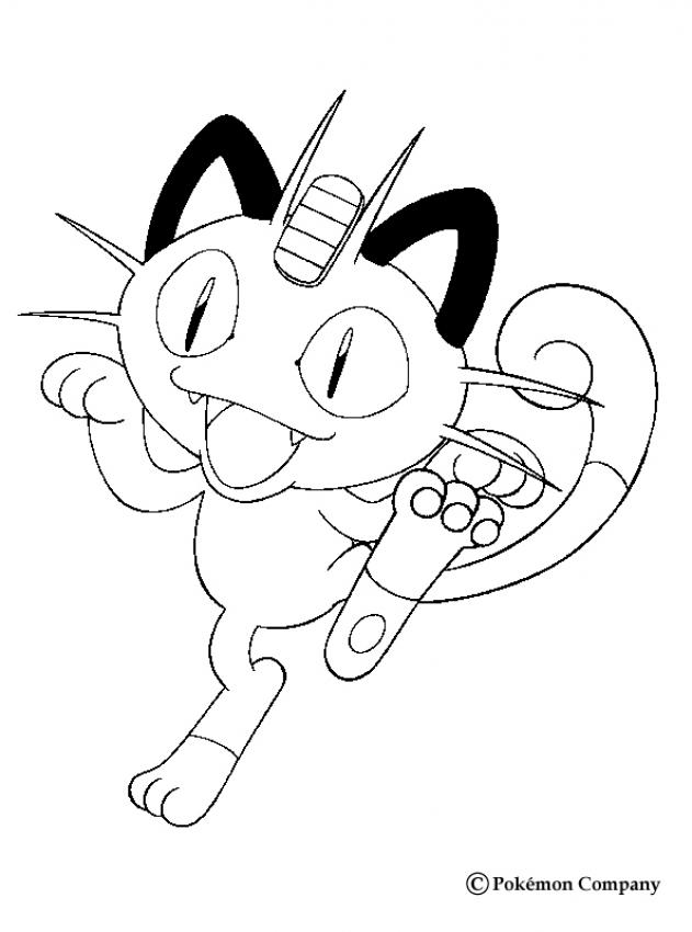 Meowth scratch cat coloring pages - Hellokids.com