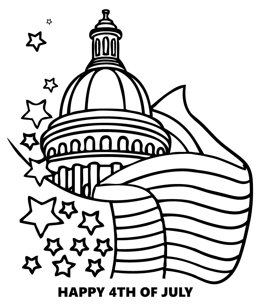 Happy 4th of July Coloring page HOLIDAY coloring pages 4th of JULY coloring