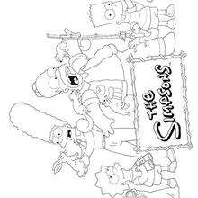 The Simpson family and the squirrels - Coloring page - CHARACTERS coloring pages - TV SERIES CHARACTERS coloring pages - THE SIMPSONS coloring pages - THE SIMPSON FAMILY coloring pages