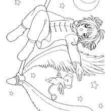 Sakura in the middle of the stars - Coloring page - MANGA coloring pages - SAKURA coloring pages