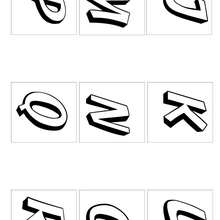 Letters J to R - Coloring - ALPHABET coloring pages - ITALIC letters coloring pages