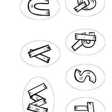 Letters U to W - Coloring page - ALPHABET coloring pages - WESTERN letters of alphabet coloring pages