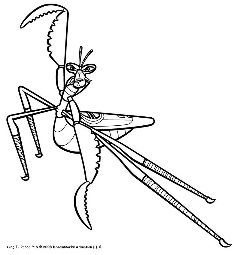 Kung Fu Panda Coloring Pages 36 Online Mantis Ready Fight