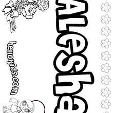 Alesha - Coloring page - NAME coloring pages - GIRLS NAME coloring pages - A names for girls coloring sheets