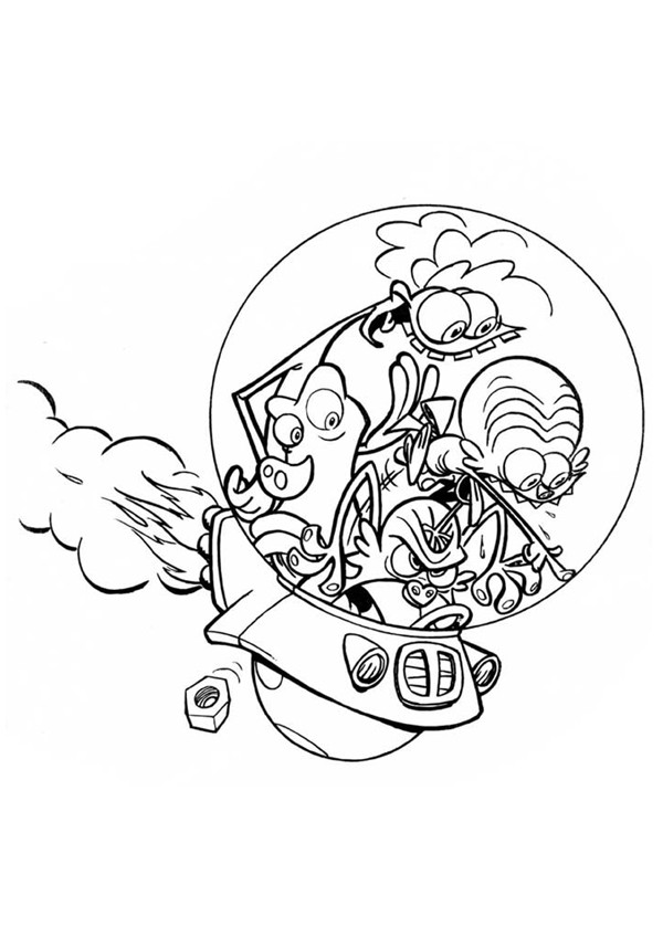 Space goofs in the space ship coloring pages - Hellokids.com