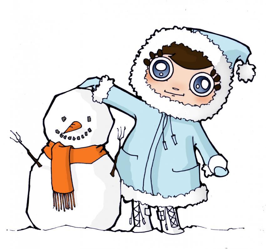 Jenny with a snowman - Pictures - Pictures of Jenny and Tom