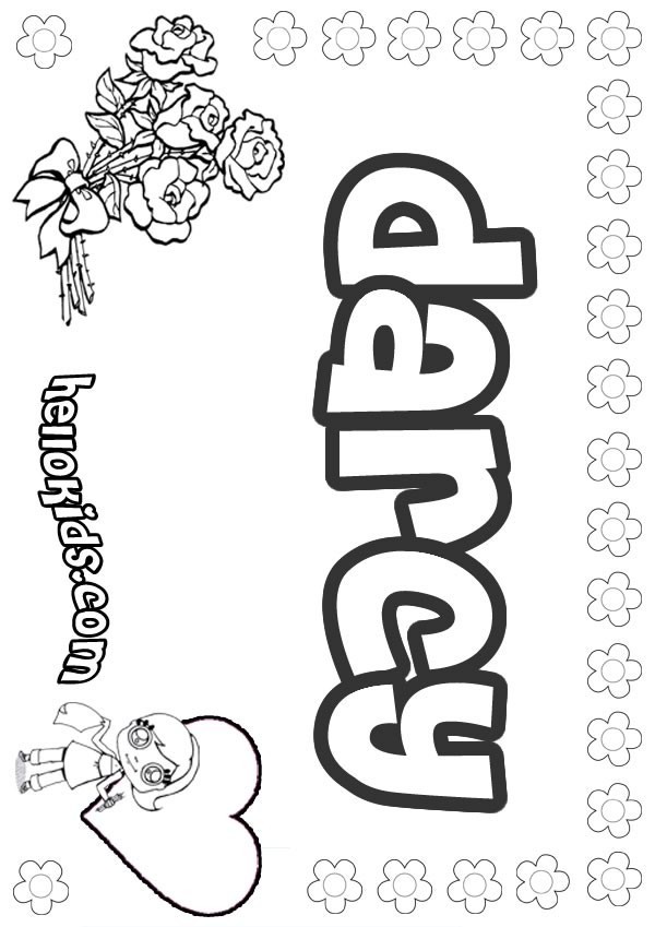 name coloring pages printable darcy - photo #1