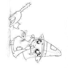 Frighten cat of Halloween coloring page