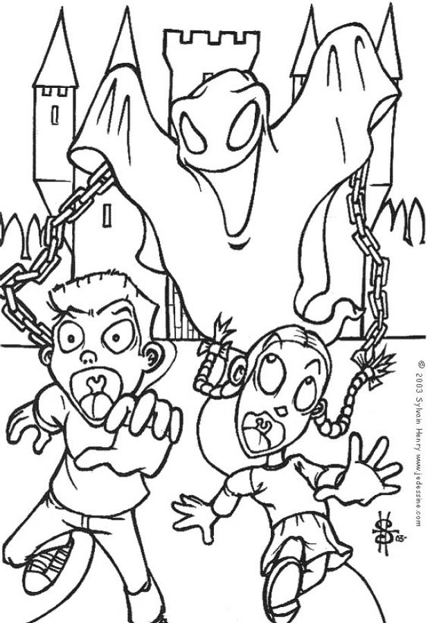 Scary ghost coloring pages - Hellokids.com