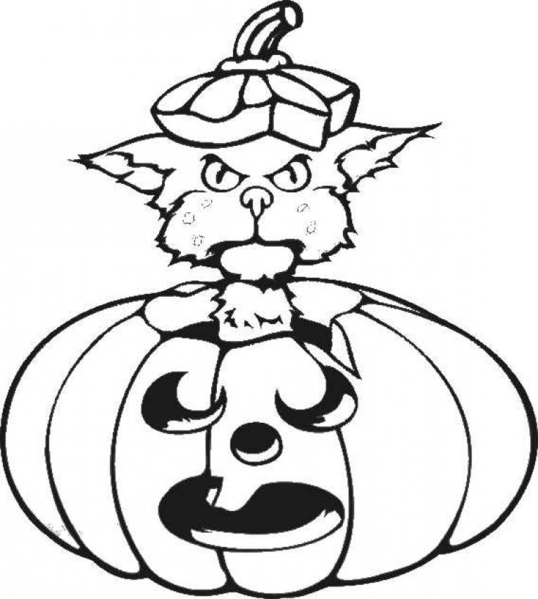 halloween black cat coloring pages for kids - photo #22