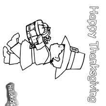 Pilgrim boy with a thanksgiving basket - Coloring - Holiday coloring pages - Thanksgiving coloring pages