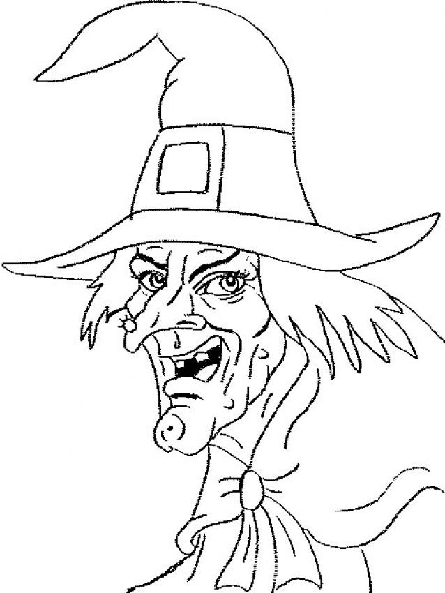 Scary Witch s Head Coloring Pages Hellokids