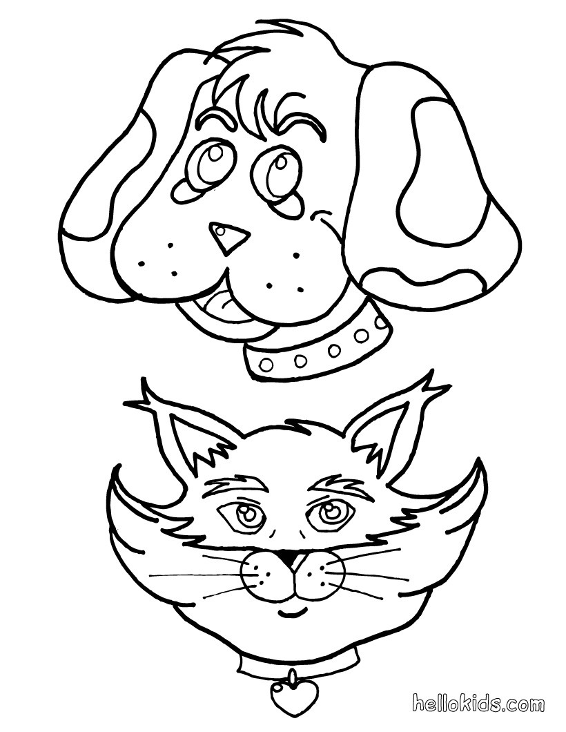 Dog and cat coloring pages  Hellokids.com