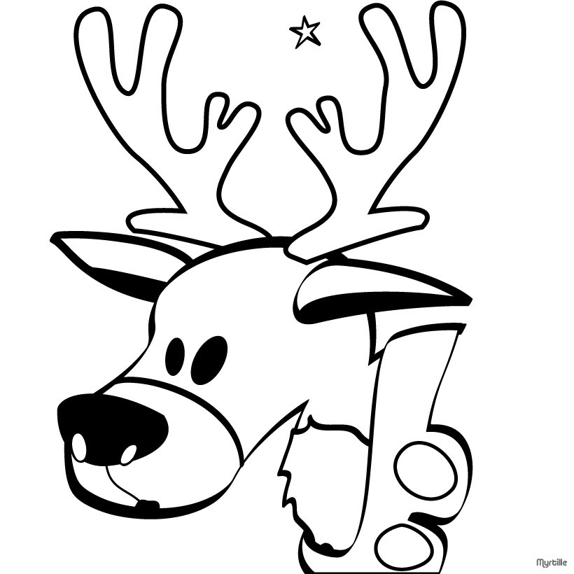 Reindeer head coloring pages - Hellokids.com