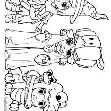 Ana, Teo and Matias wearing Halloween costumes coloring page - Coloring page - HOLIDAY coloring pages - HALLOWEEN coloring pages - Free HALLOWEEN coloring pages