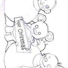 Snowmen and bear coloring page - Coloring page - HOLIDAY coloring pages - CHRISTMAS coloring pages - SNOWMAN coloring pages
