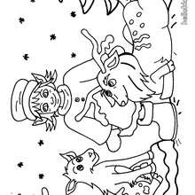 Christmas sprite and reindeer coloring page