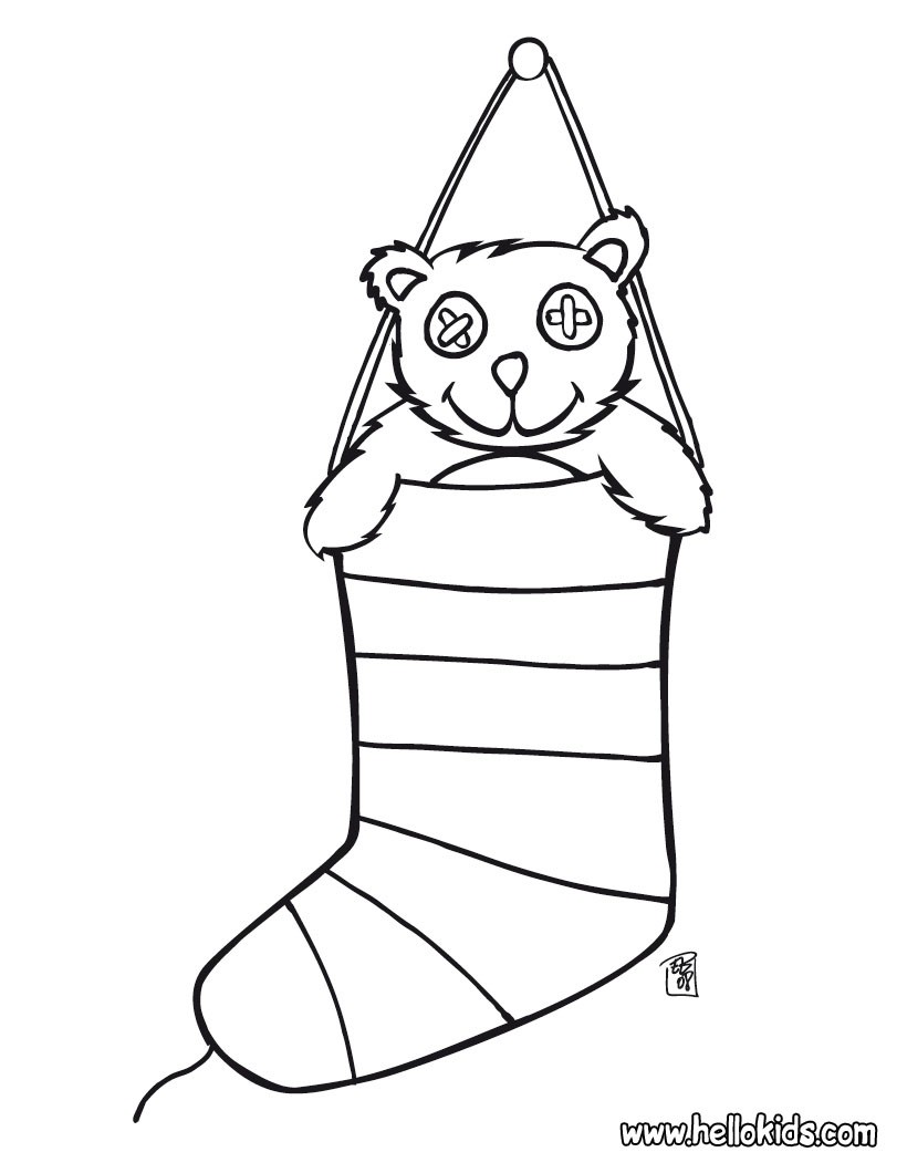 Stocking and doll t Christmas stocking coloring page Coloring page HOLIDAY coloring pages CHRISTMAS coloring pages