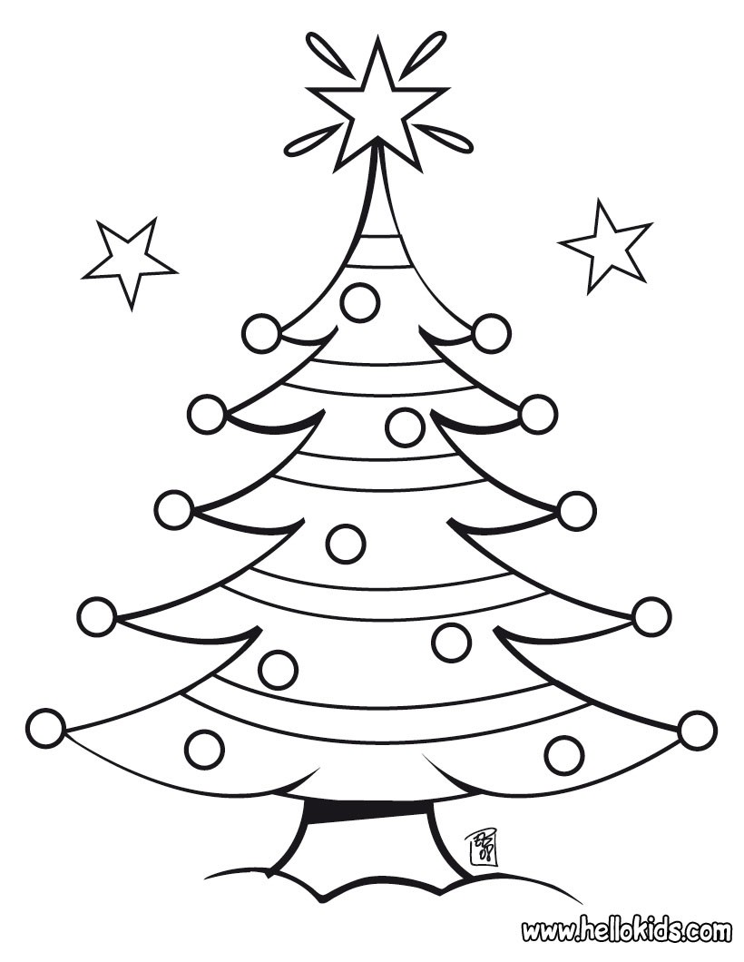 Coloring Image Of A Christmas Tree Decorated Christmas tree coloring page