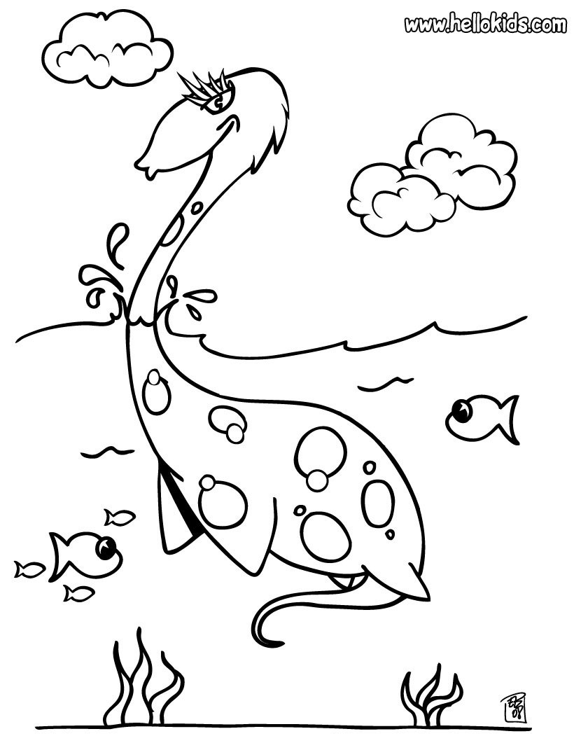 Water Dinosaur Coloring Pages Hellokids Page Dinosaurs