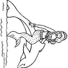Dolphin and mermaid coloring page