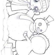 Girls make a snowman coloring page - Coloring - Holiday coloring pages - Christmas coloring pages - Snow and snowman coloring pages