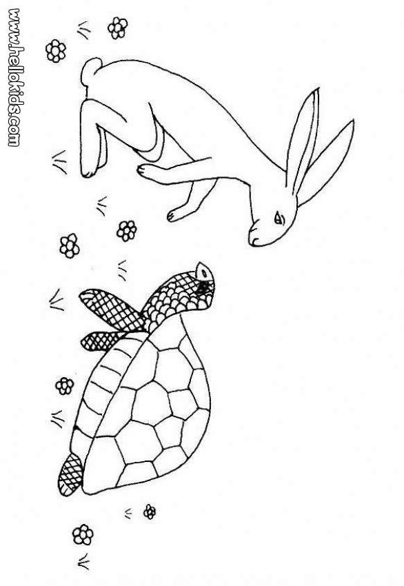 Hare and tortoise coloring pages 