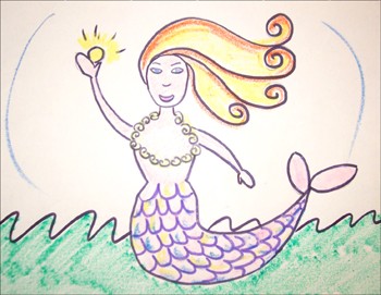 How to draw a Mermaid drawing lesson