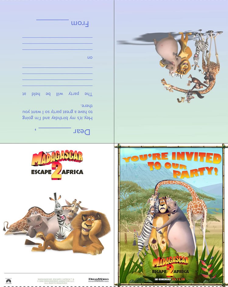 Madagascar 2 Party Invitation