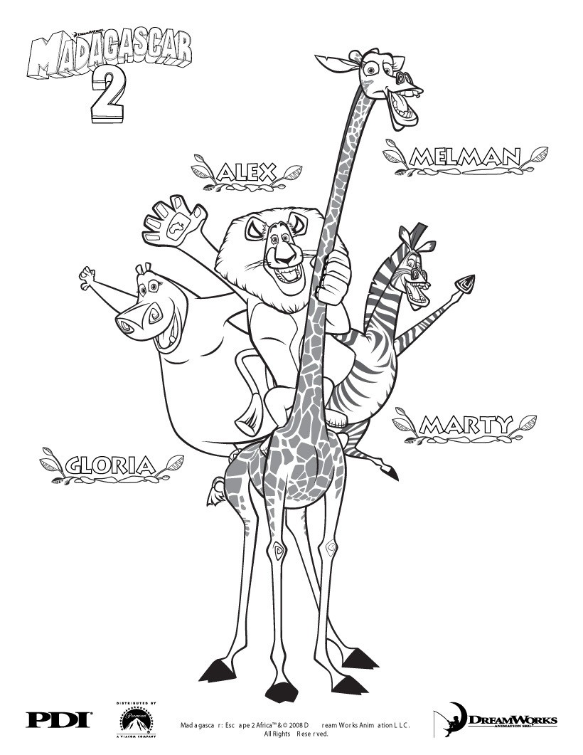 madagascar 2 coloring pages free - photo #33