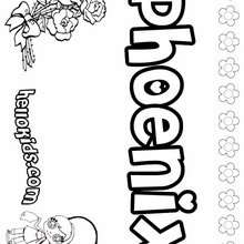 Phoenix - Coloring page - NAME coloring pages - GIRLS NAME coloring pages - O, P, Q names fo girls posters