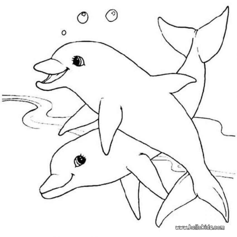 Coloring Page Dolphin Kawaii dolphin Two dolphins coloring page - Coloring page - ANIMAL coloring pages - SEA ANIMALS coloring pages