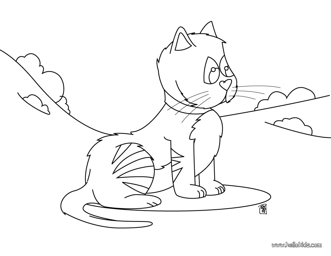 Funny cat coloring pages  Hellokids.com