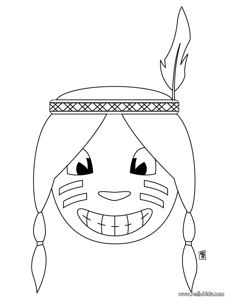 Native american head coloring pages   Hellokids.com