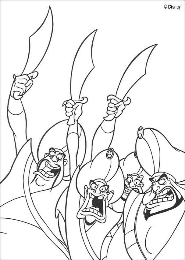 Aladdin Coloring Pages 49 Free Disney Printables Kids Sultan Soldiers