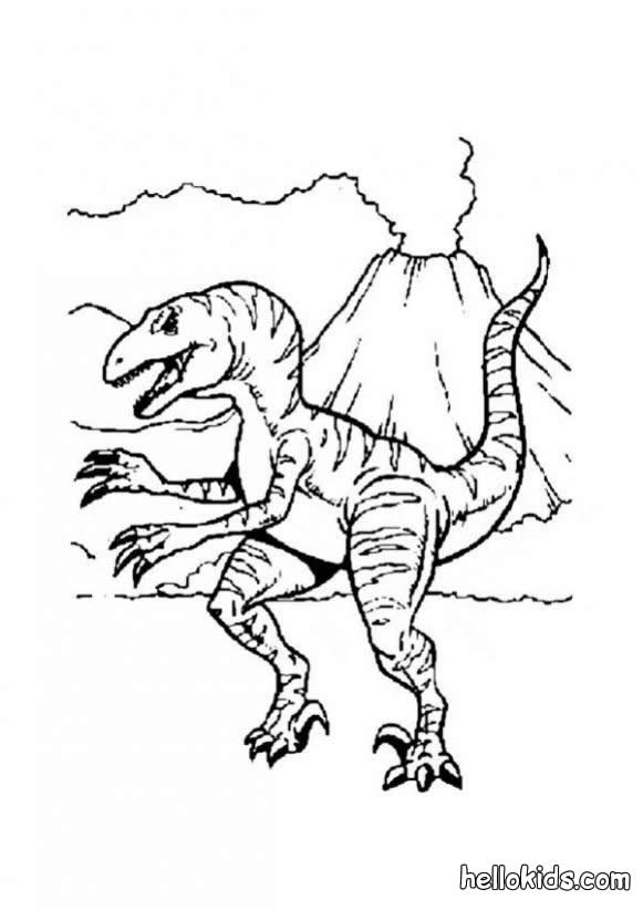 allosaurus and volcano coloring pages  hellokids