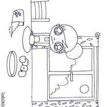 Girl making an apple pie coloring page