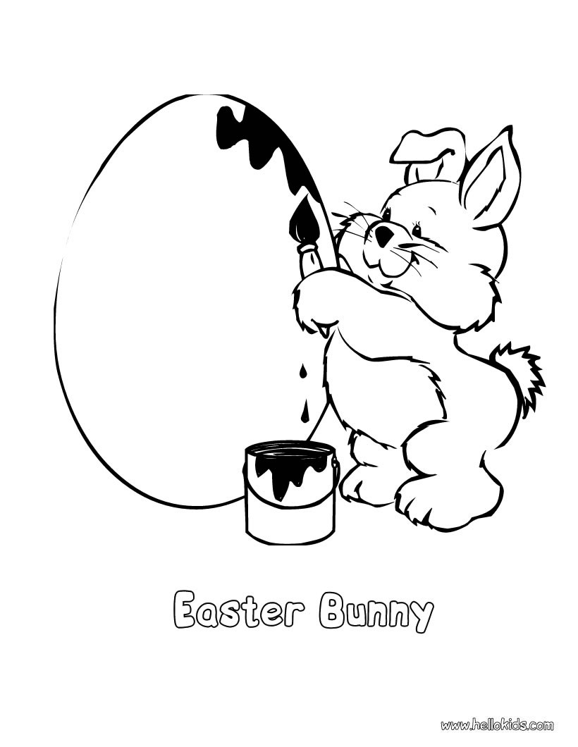 Bunny painting an Egg Bunny painting an Egg coloring page