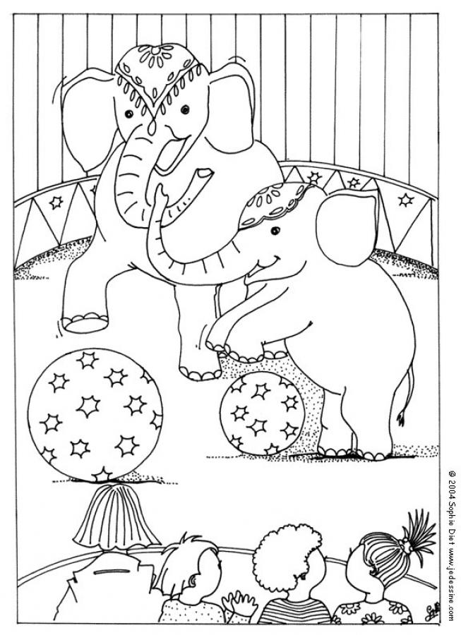 Circus Elephants Coloring Pages Hellokids Page
