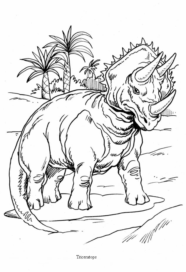 Triceratops and palm trees coloring pages Hellokidscom