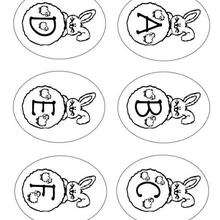 Bunny Letters of Alphabet : A B C D E F - Coloring - Holiday coloring pages - Easter coloring pages - Easter themed Letters of Alphabet coloring pages