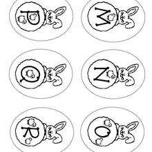 Bunny Letters of Alphabet : M N O P Q R - Coloring - Holiday coloring pages - Easter coloring pages - Easter themed Letters of Alphabet coloring pages