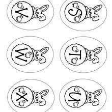Bunny Letters of Alphabet : S T U V W X - Coloring - Holiday coloring pages - Easter coloring pages - Easter themed Letters of Alphabet coloring pages