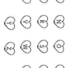 Heart Letters M to Z - Coloring - ALPHABET coloring pages - HEART letters coloring pages