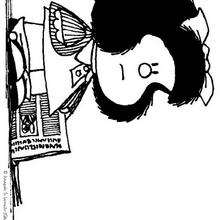 Mafalda with a newspaper coloring page - Coloring page - CHARACTERS coloring pages - CARTOON CHARACTERS Coloring Pages - MAFALDA coloring pages