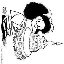 Mafalda and Birthday cake coloring page - Coloring - Cartoon Characters Coloring Pages - Mafalda coloring pages