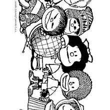 Mafalda's friends coloring page - Coloring page - CHARACTERS coloring pages - CARTOON CHARACTERS Coloring Pages - MAFALDA coloring pages