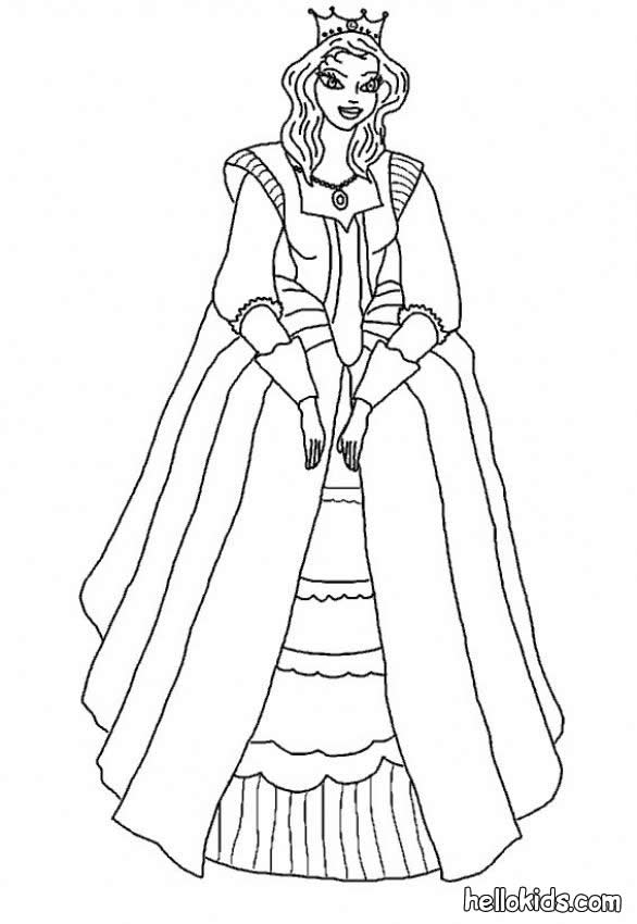Medieval Princess Coloring Pages Hellokids Page Dresses