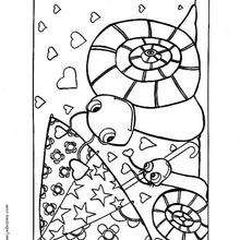 Snails in love coloring page - Coloring page - HOLIDAY coloring pages - VALENTINE coloring pages - Free VALENTINE coloring pages
